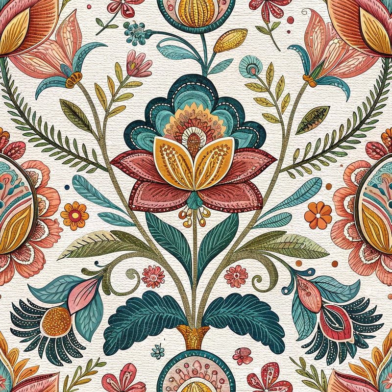 Intricate Floral Embroidery Design