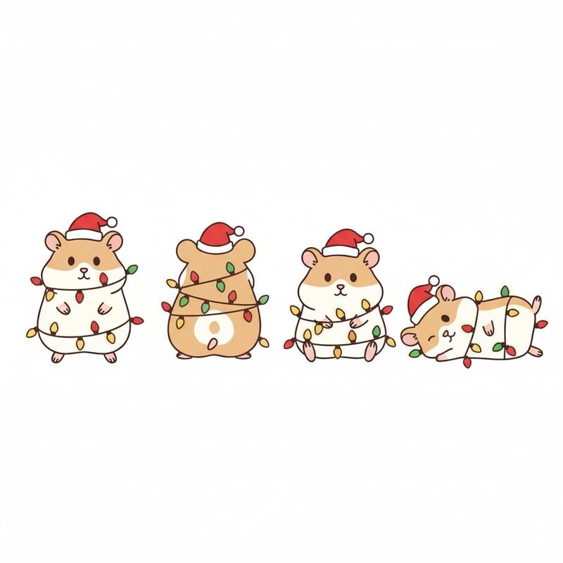 Hamsters Wrapped in Christmas Lights