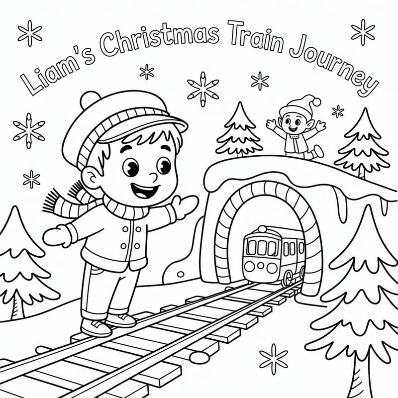 Liam’s Christmas Train Coloring Page