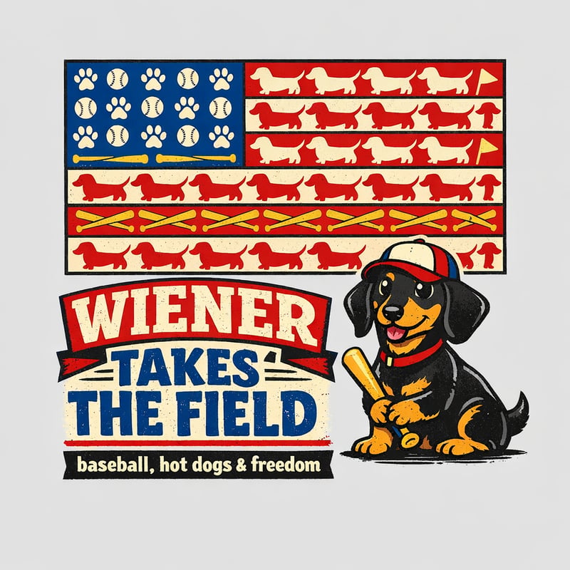 Patriotic Dachshund Baseball T-Shirt