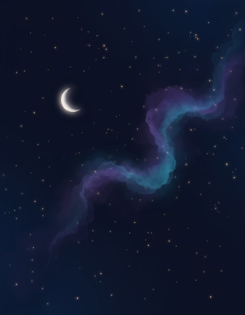 Night Sky with Stars and Moon