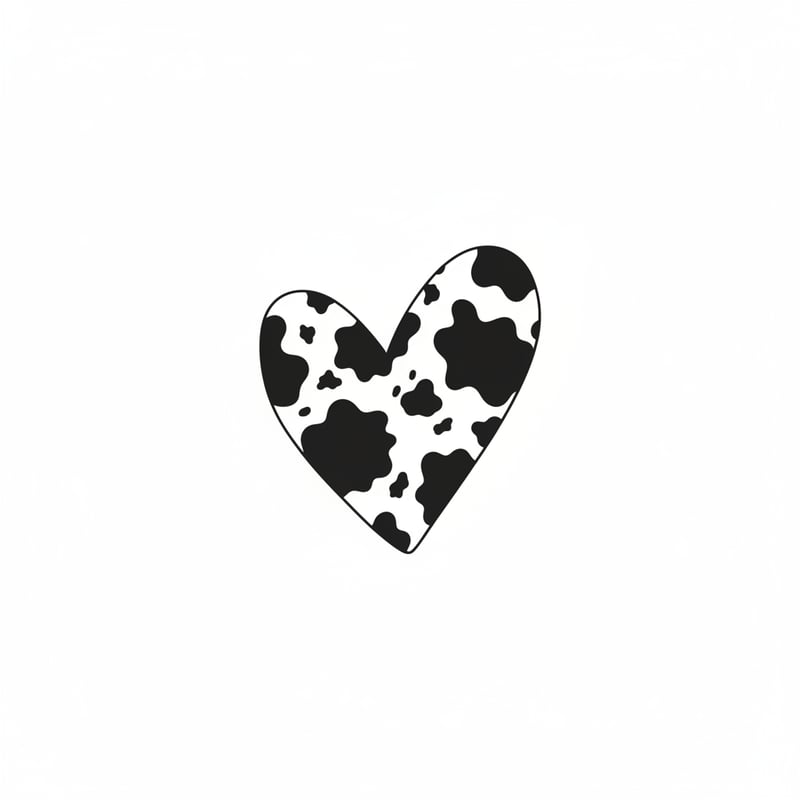 Asymmetrical Heart with Cowhide Pattern
