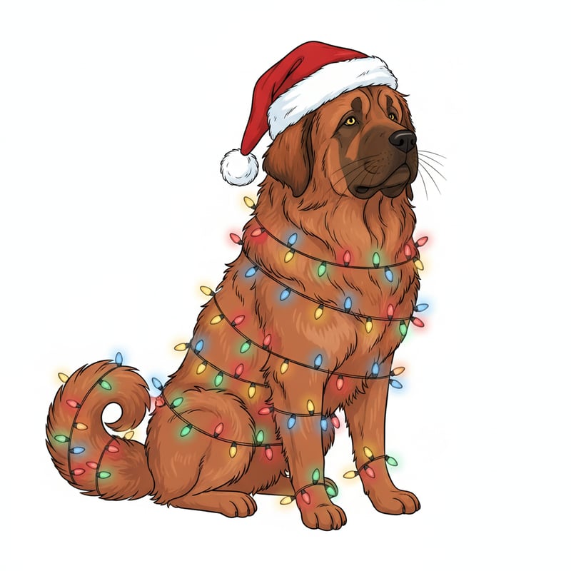 Tibetan Mastiff with Christmas Lights