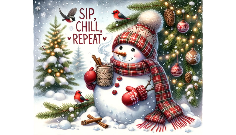 Cheerful Snowman Winter Watercolor