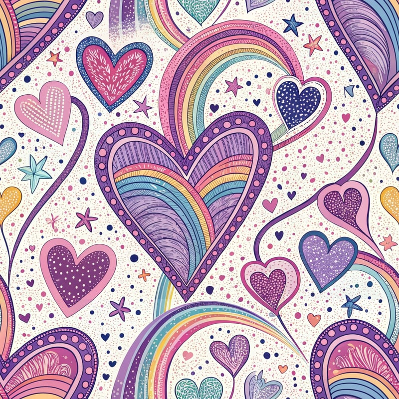 Neon Hot Pink and Purple Hearts