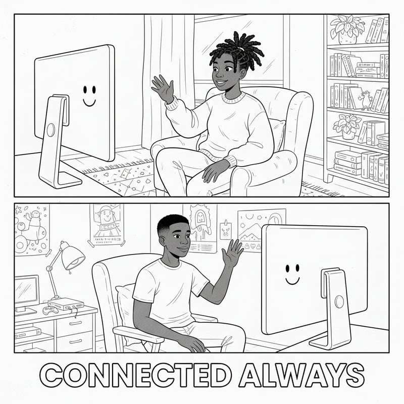 Black and White Line Art: Connected Always