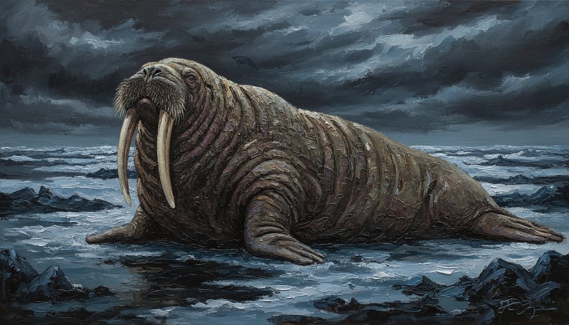 Textured Walrus Oil Painting