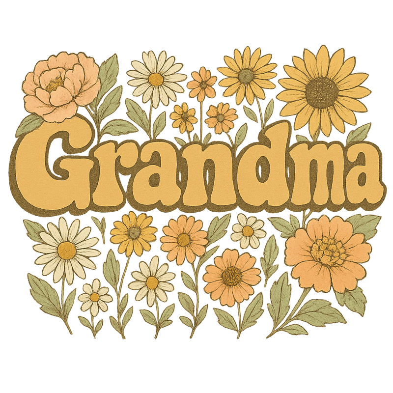 Retro Bubble Letters with Wildflowers