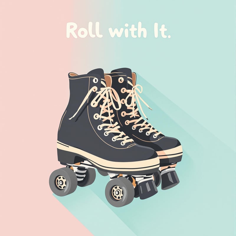 Minimalist Retro Roller Skates Design