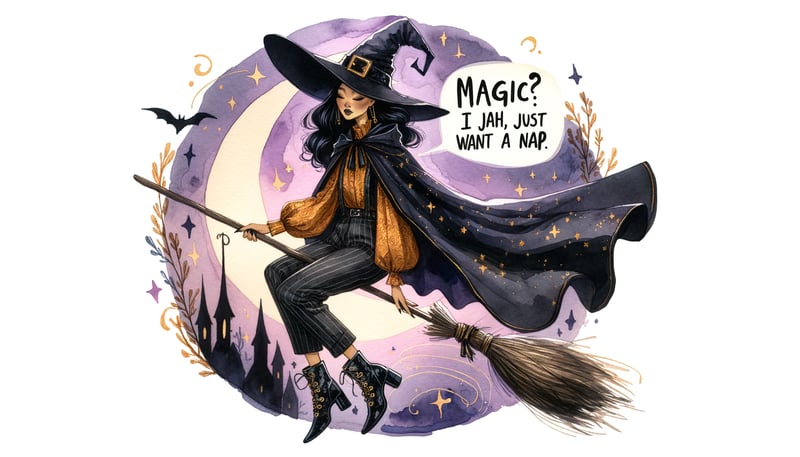 Stylish Witch in Night Sky