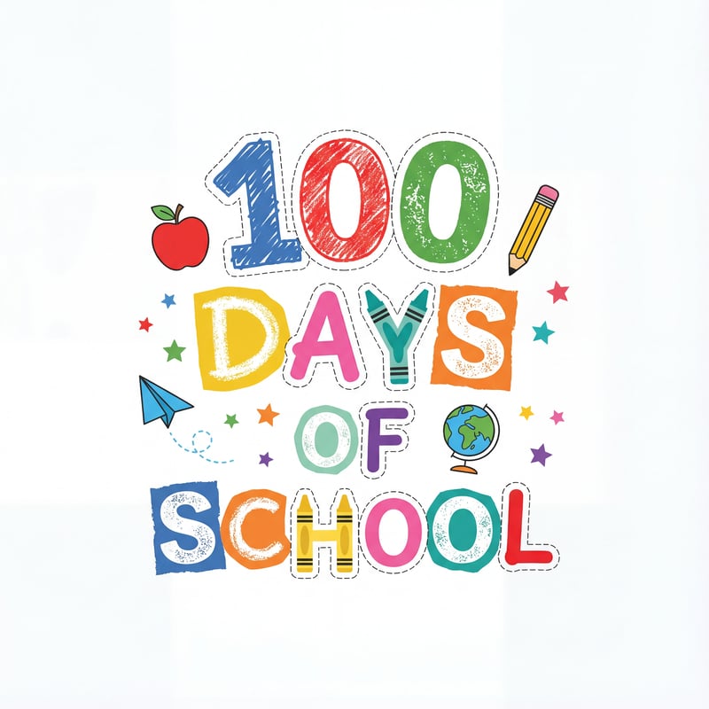 100 Days of School Typography Design