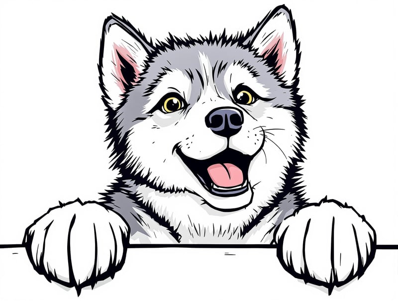 Excited Husky Dog Illustration