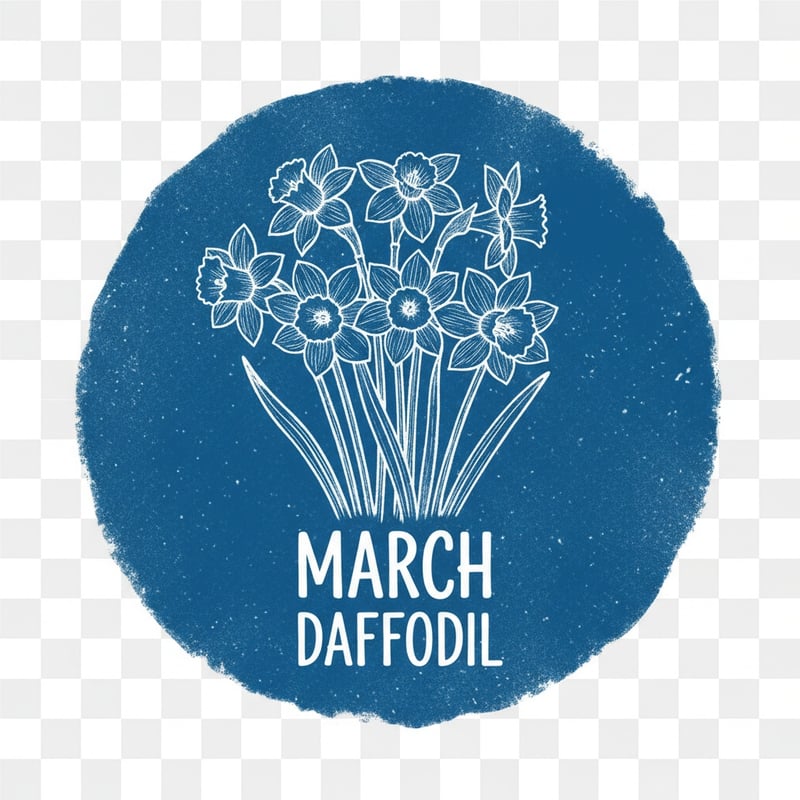 Cyanotype March Flower Vector Design
