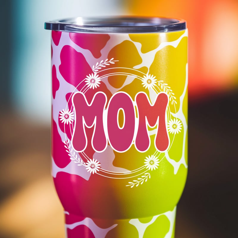 Neon Pink Cow Print Tumbler Wrap