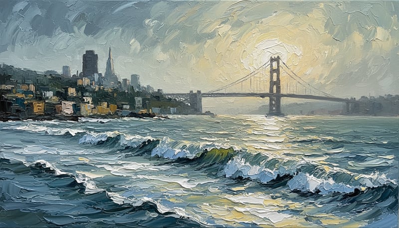 San Francisco Waterfront Oil Painting