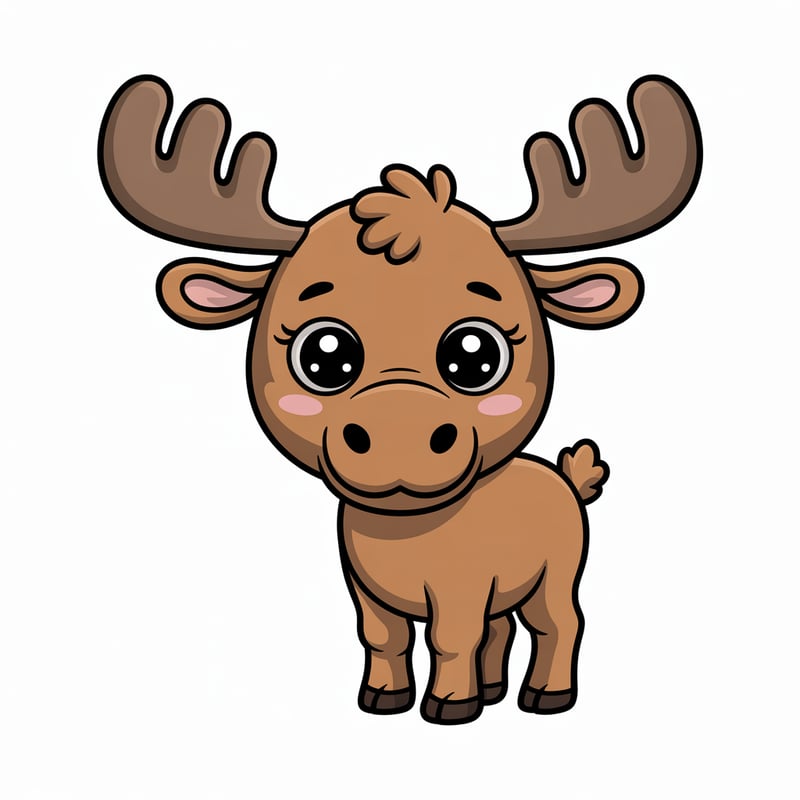 Cute Animated Baby Moose Art