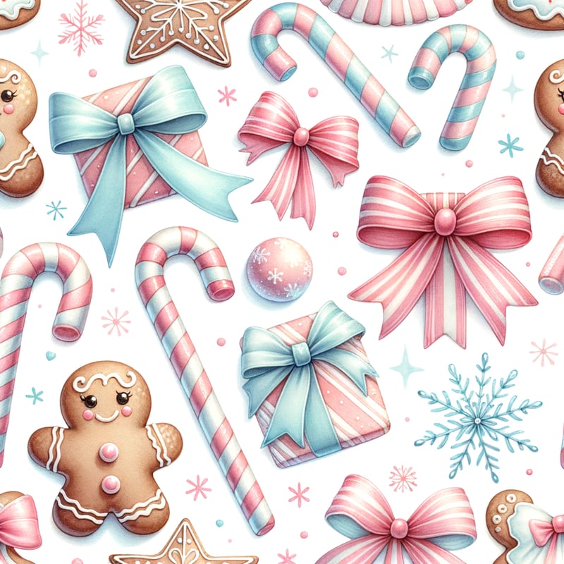 Watercolor Christmas Pattern with Cookies