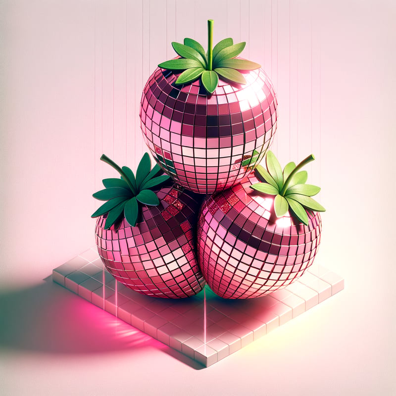 Pink Strawberry Disco Balls Design