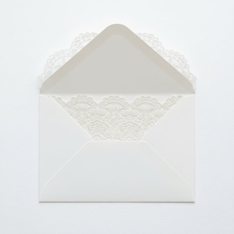 White Lace Envelope on White Background