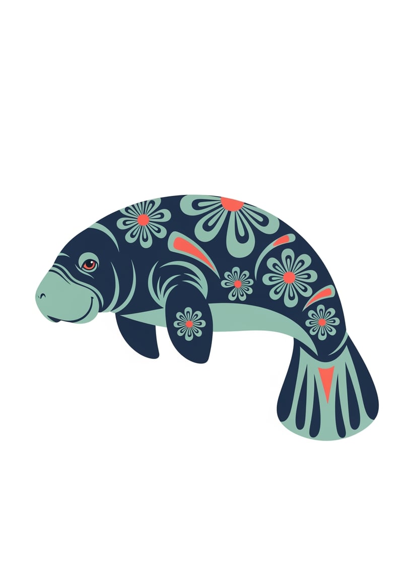 Modern Alebrije Manatee Illustration