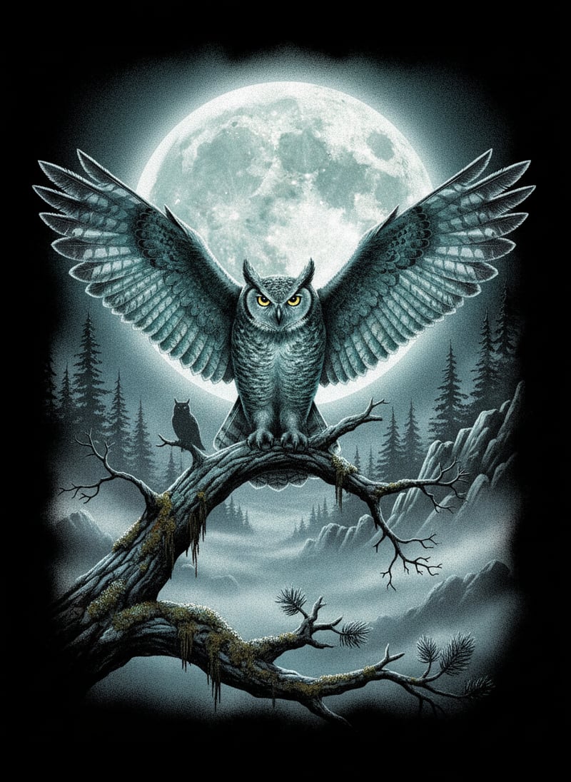 Vintage 1990s Owl Airbrush Art
