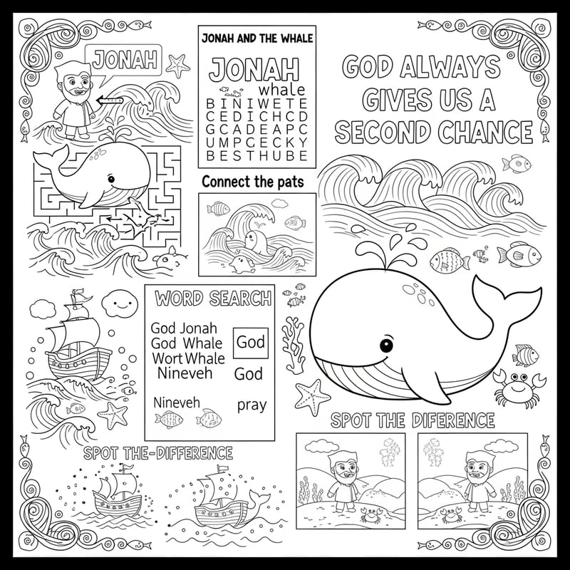Jonah and the Whale Kids Activity Page