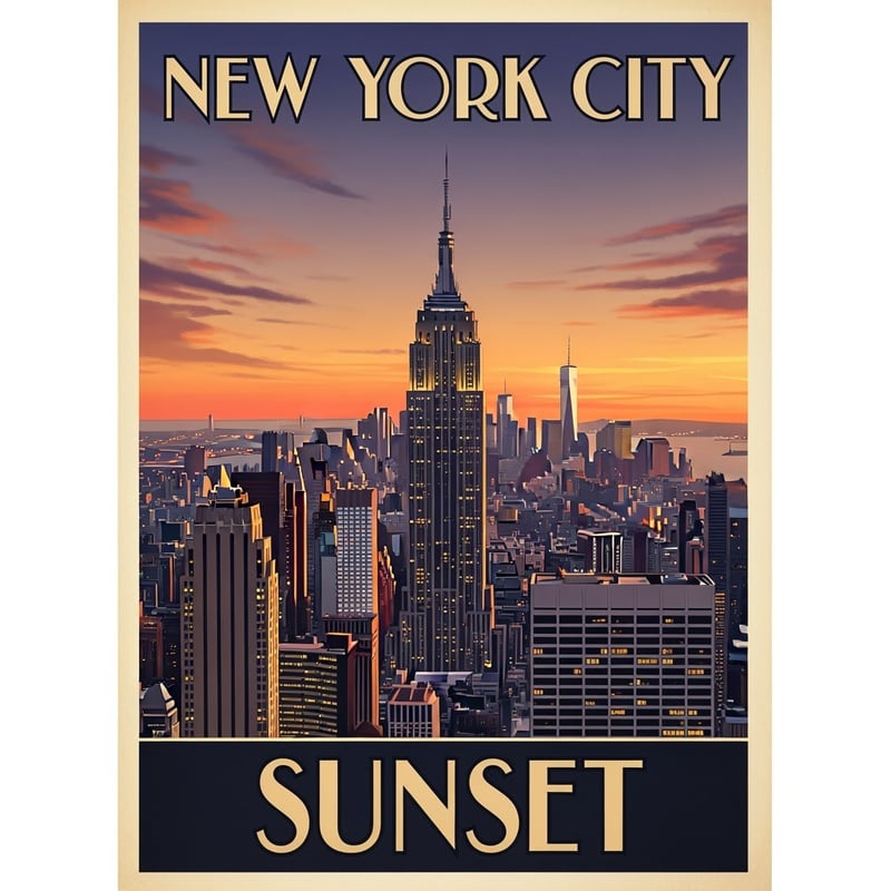1930s Art Deco NYC Skyline Poster