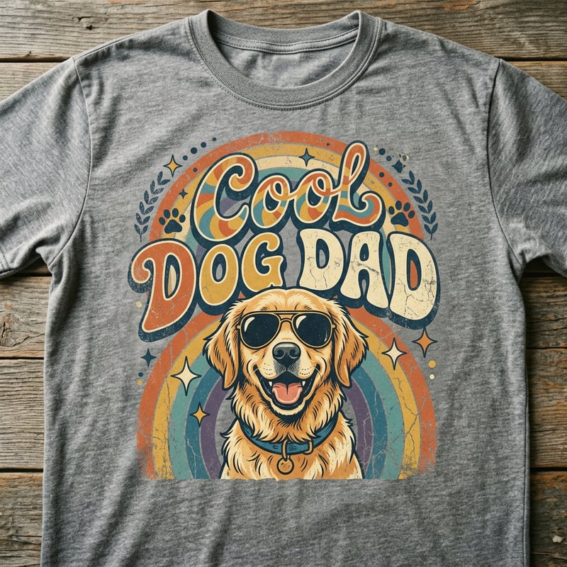 Retro 70s Cool Dog Dad T-Shirt