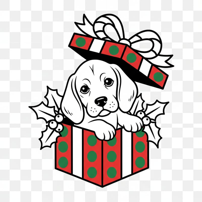 Beagle Puppy in Christmas Gift Box