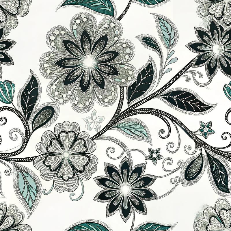 Neon Silver Floral Embroidery Pattern