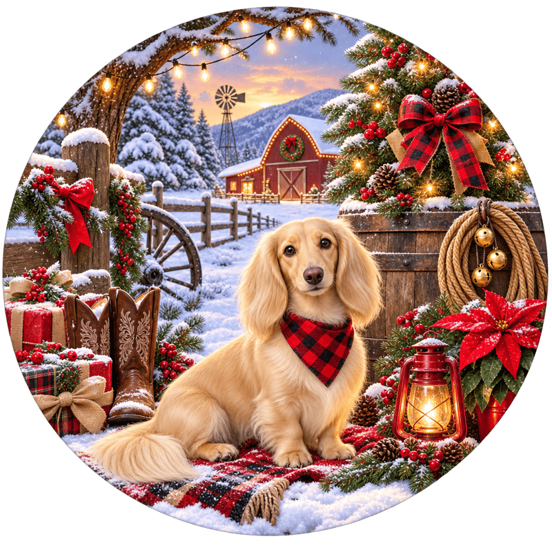 Cream Longhaired Dachshund Sublimation