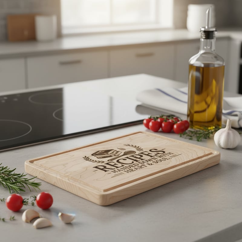 Engraved Paddle Board in Kitchen