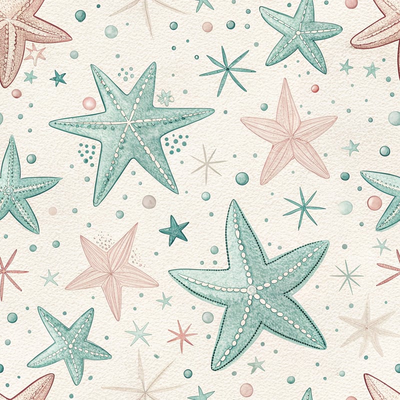 Soft Mint and Blush Atomic Stars Pattern