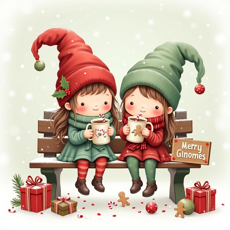Festive Chibi Gnomie Girls in Winter