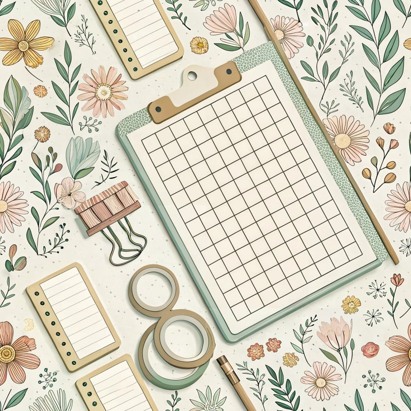 Floral Planner Layouts Vector Pattern
