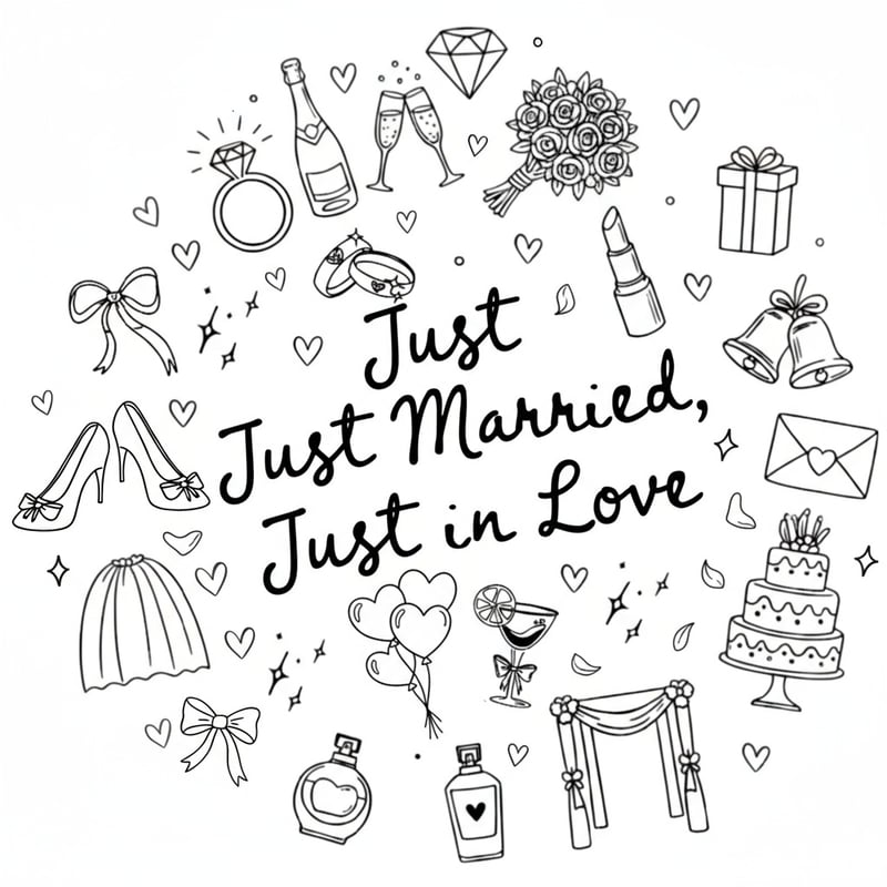 Just Married Romantic Doodle Design