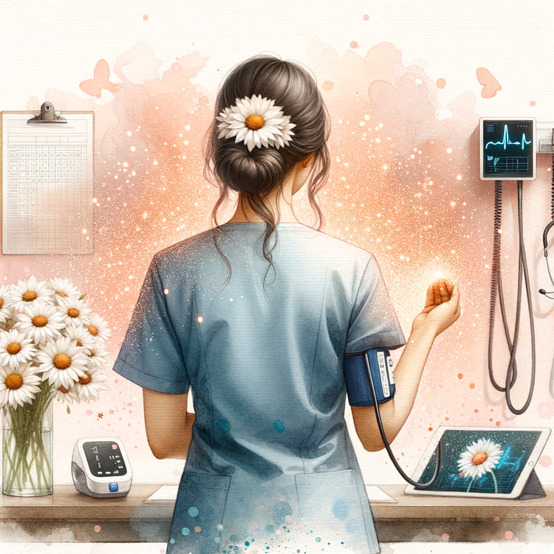 Watercolor Nurse in Sparklecore Daisies