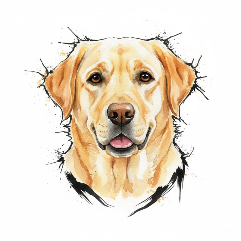 Watercolor Portrait of Labrador Retriever