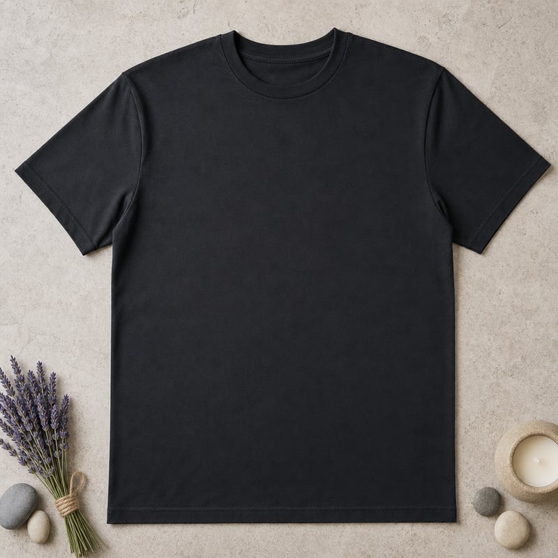 Blank Black T-Shirt Flat Lay Mockup