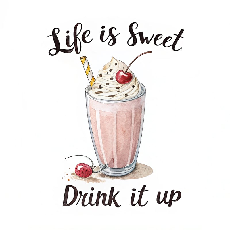 Watercolor Milkshake with Text