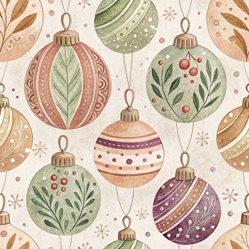 Boho Christmas Baubles Seamless Pattern