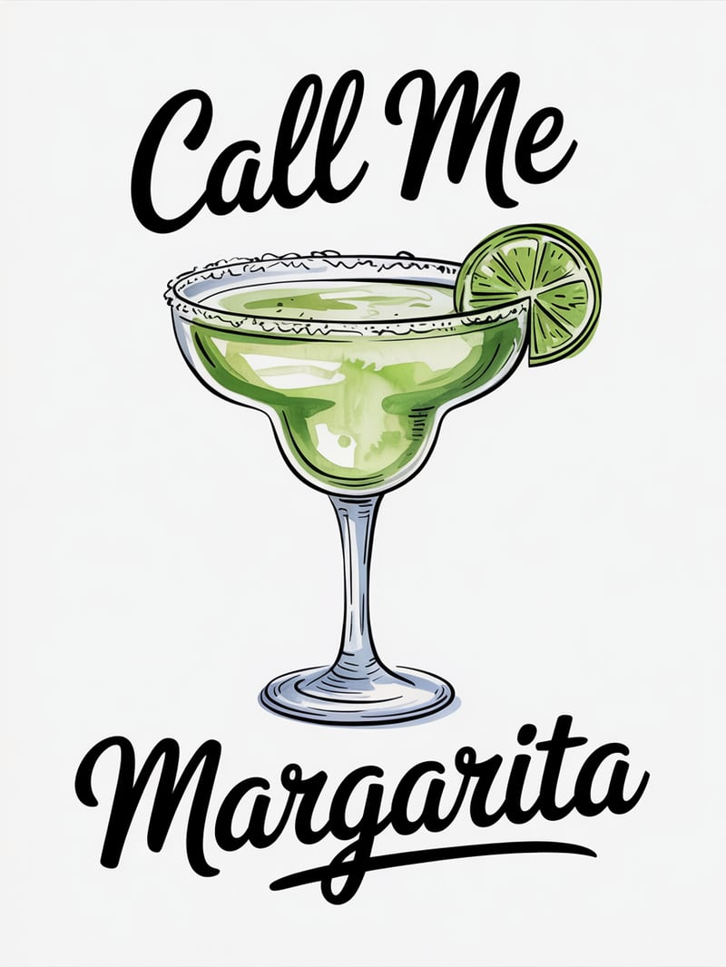 Watercolor Margarita Glass Illustration