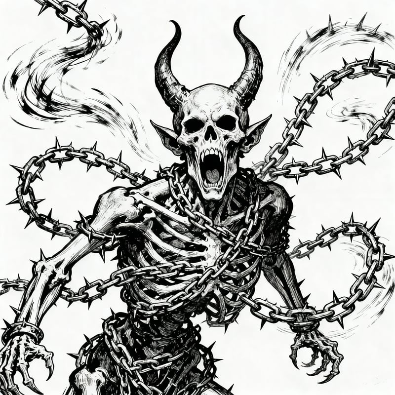 Skeletal Devils with Barbed Chains