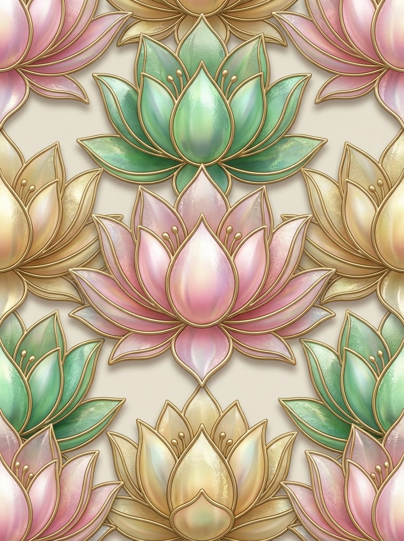 3D Stained Glass Lotus Pattern