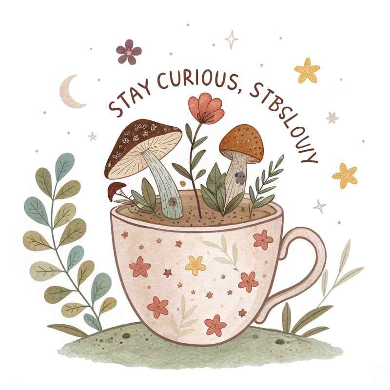 Whimsical Cottagecore Watercolor Teacup