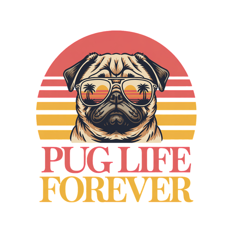 Vintage Pug Life T-Shirt Design