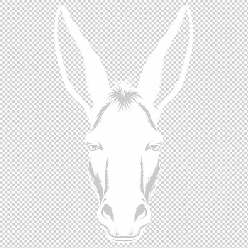 White Silhouette of Mule Head