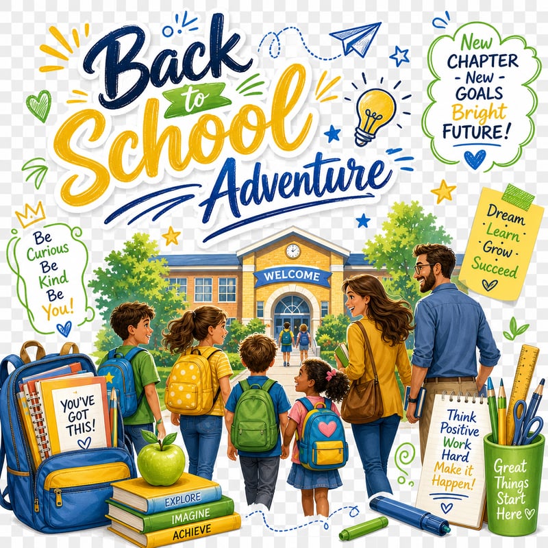 Back to School Scene with Cheerful Students