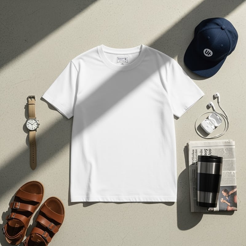 Flat Lay White Comfort Colors T-Shirt