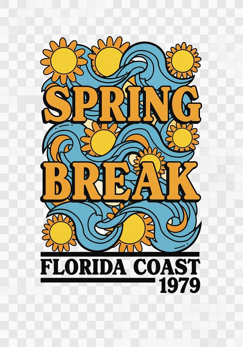 1970s Spring Break Florida Coast Graphic